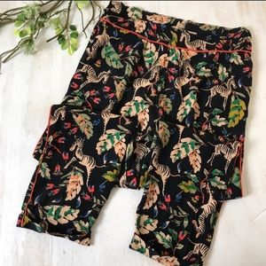 Zara Animal Print Multicolor High Waist Crop Pant